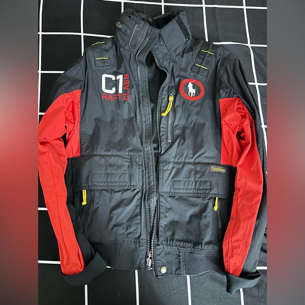 Polo Ralph Lauren Red Black C1 Canoe Rafting Guide Jacket Size Small Talon Zip